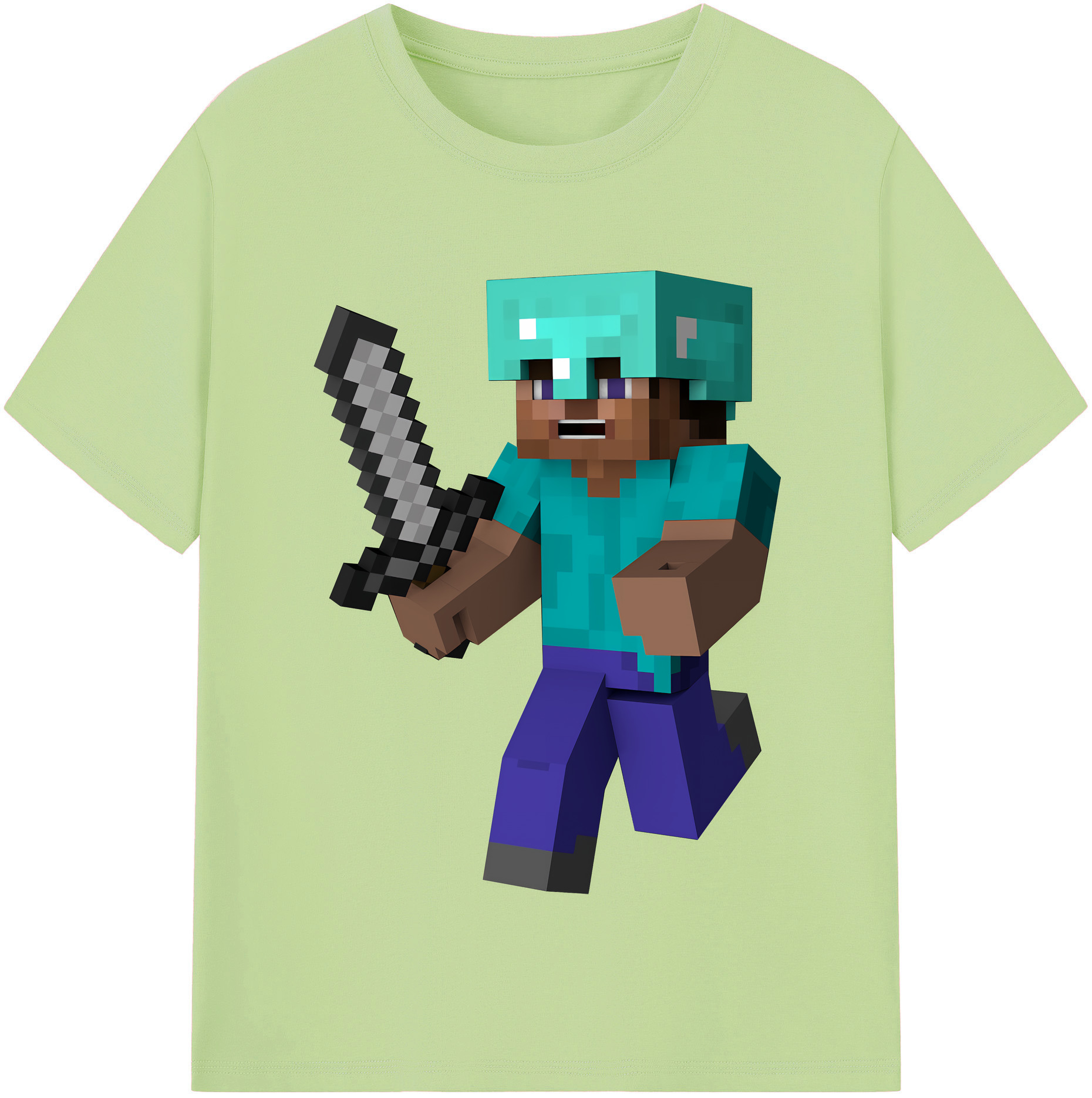 （画像用） マインクラフト ブロックの世界 Minecraft MC Block world 綿100％半袖Tシャツ（フロントプリント）